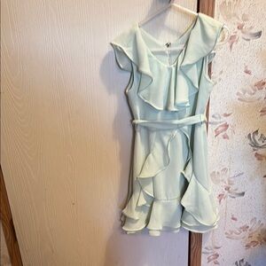 GB Girls Green One Shoulder Flutter Sleeve Sundress